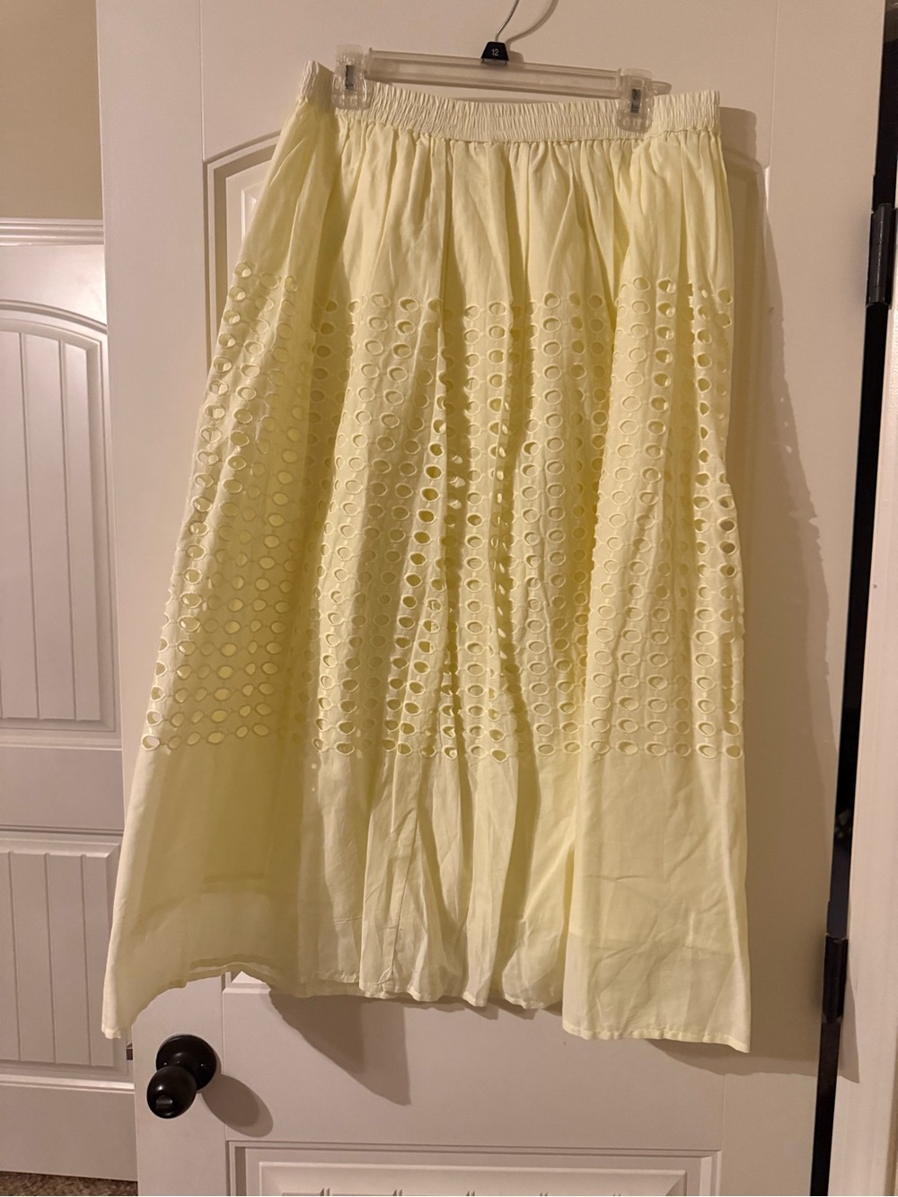 2 piece set with Light Yellow Eyelet Midi Skirt and matching bubble top  - Women